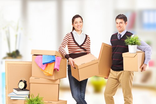 Furniture and boxes arranged for a transparent removals price estimate