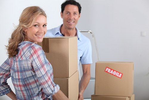 A moving team assessing access and planning a safe property move