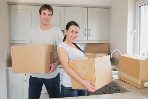Loading boxes and household items into a van for transport